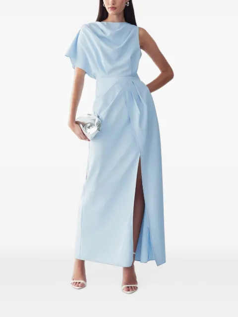 BWLDR draped asymmetrical maxi dress Blue BW03163