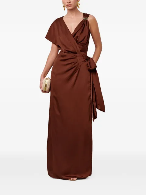 SÁVEL one-shoulder wrap-style maxi dress Brown SA01911
