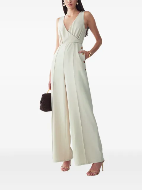 WILLA Justina button-detail sleeveless jumpsuit Neutrals WI02209