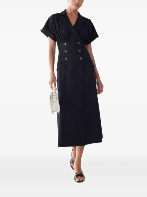 WILLA Elsie double-breasted midi dress Black WI01950