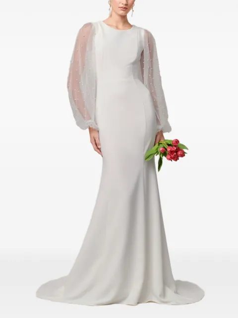 WILLA embellished mesh-sleeve maxi dress White WI02291