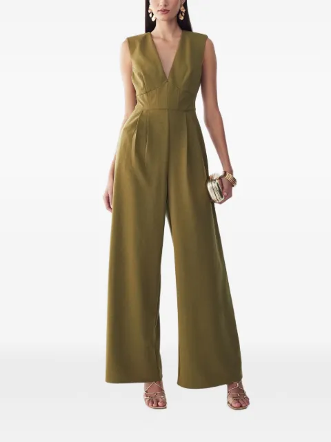ST MRLO V-neck pleated jumpsuit Green MR02174
