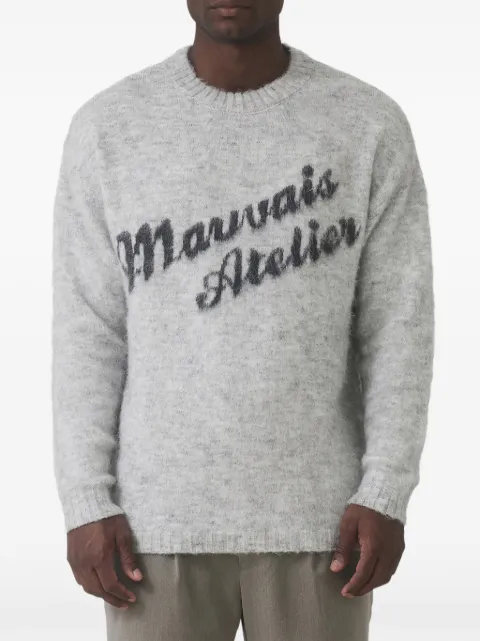 MAUVAIS logo-print brushed-knit sweater Grey MAUAW2403A