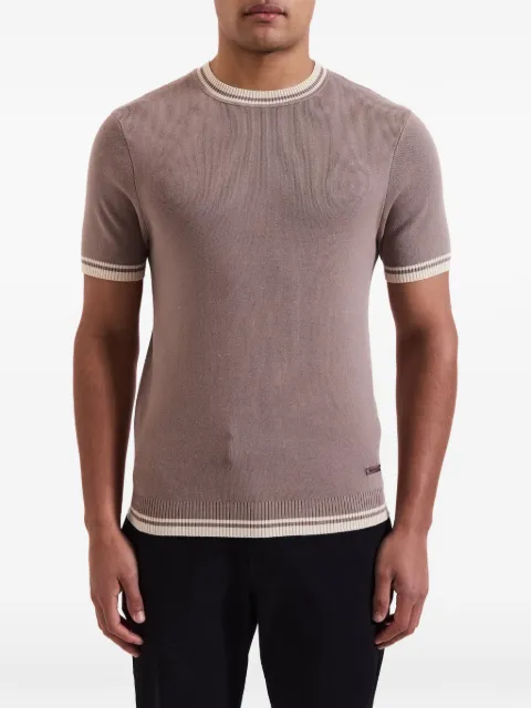 MAUVAIS stripe-trim ribbed T-shirt Neutrals MAUAW2505R