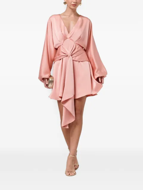 SÁVEL Irena knot-detail V-neck mini dress Pink SA01971