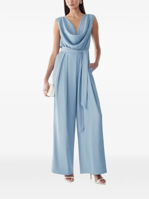 BWLDR cowl-neck belted jumpsuit Blue BW03222