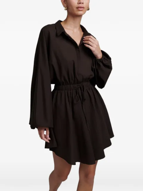 ST MRLO Shauna drawstring-waist long-sleeve mini dress Brown MR01387