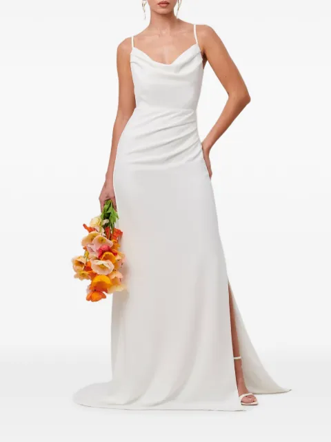 BWLDR Araminta cowl-neck gathered maxi dress White BW03327