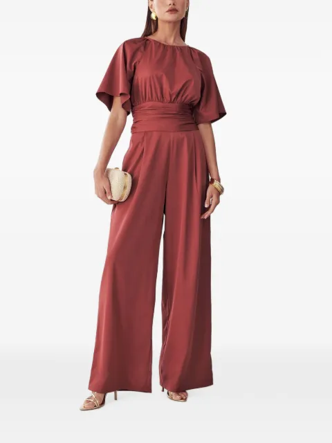 WILLA Penny flared-sleeve wide-leg jumpsuit Red WI02130