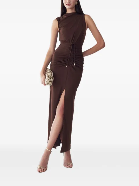 BWLDR ruched sleeveless maxi dress Brown BW03310