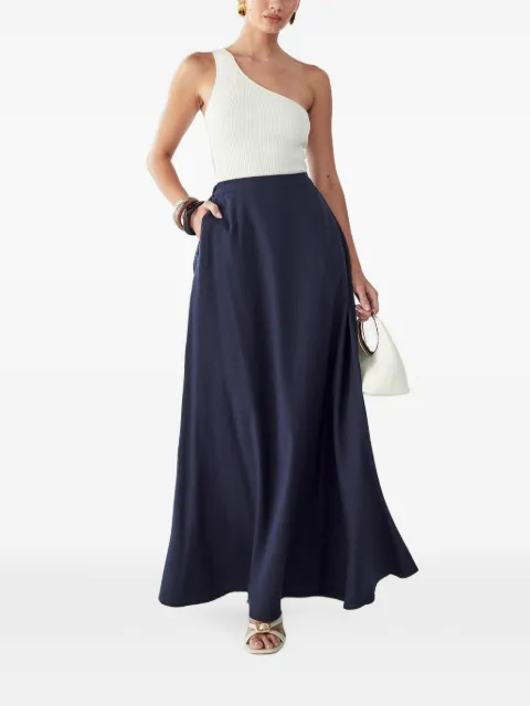 WILLA Isla high-waisted flared maxi skirt Blue WI01538