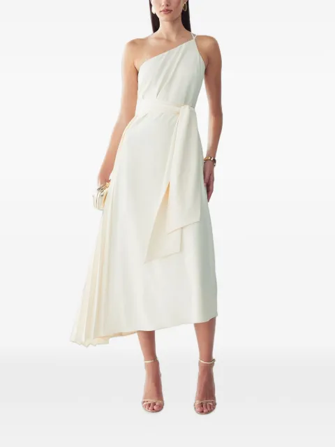 WILLA Gloss one-shoulder pleated midi dress Neutrals WI02261