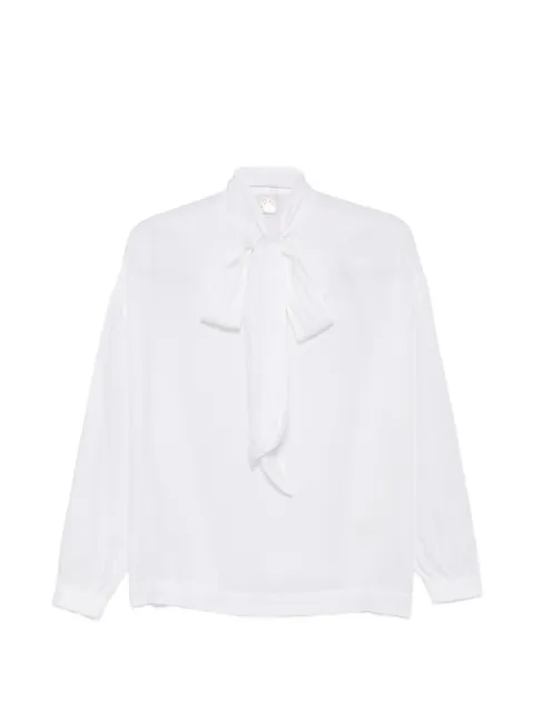 19.61 MILANO pussy-bow long-sleeve blouse White EL072DT5180