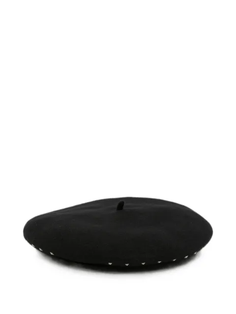 Emporio Armani studded logo-embroidered beret Black EW005464AF28948