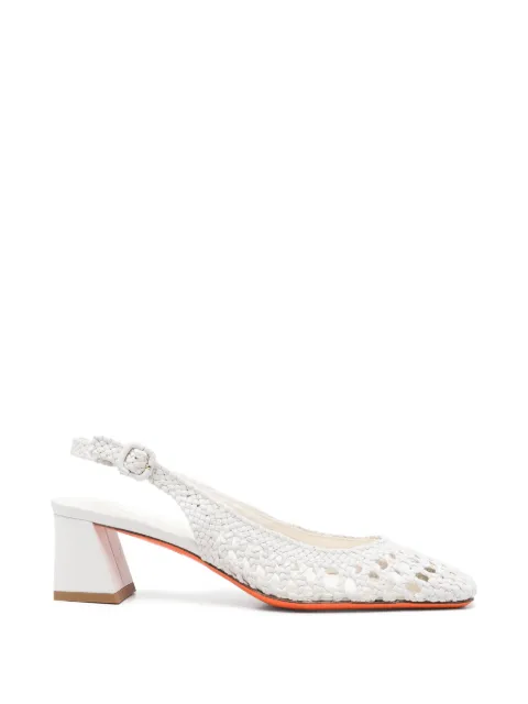 Santoni woven slingback pumps White WDMN72161HA2SARX