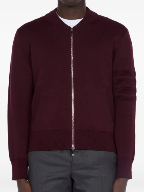 Thom Browne 4-Bar zip-up cardigan Red MKJ144AY1055