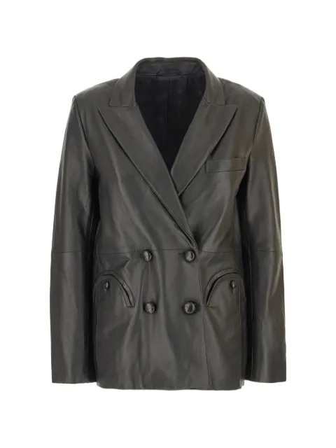 Blazé Milano double-breasted calf leather jacket Black BZEND01VBI