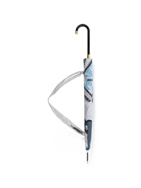 Moschino logo-print graphic-print umbrella Black 9004AUTO