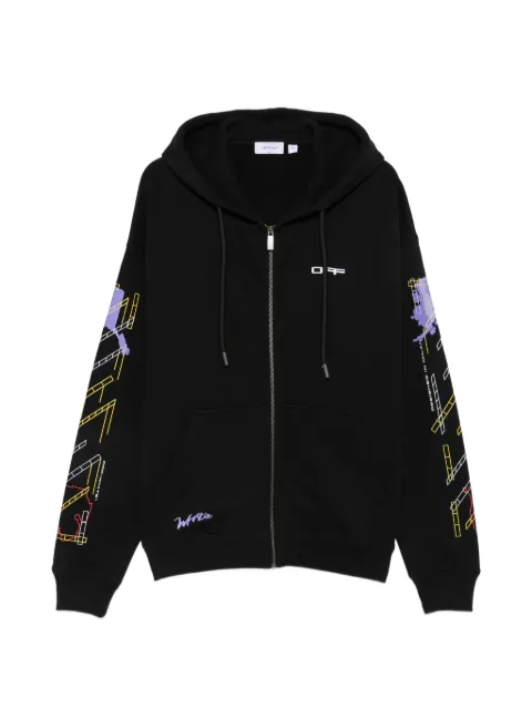 Off-White Arrows-print zip-up hoodie Black 44MBE015F26F003