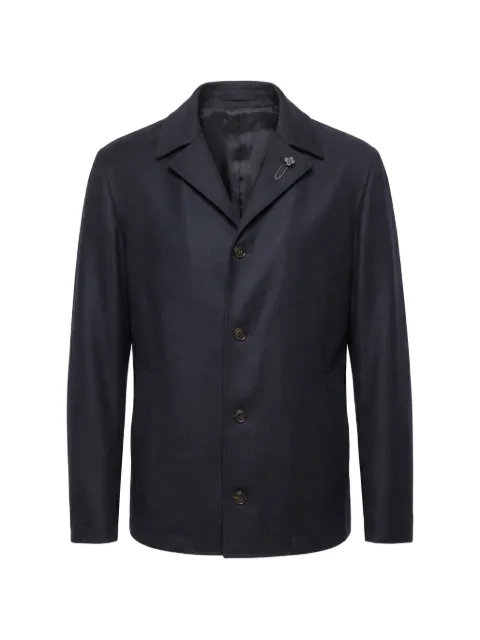 Lardini flower-detail wool shirt jacket Blue ACCONYCN65403