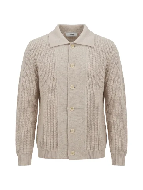 Lardini ribbed-knit button-down wool cardigan Neutrals ACLMML474AC67036