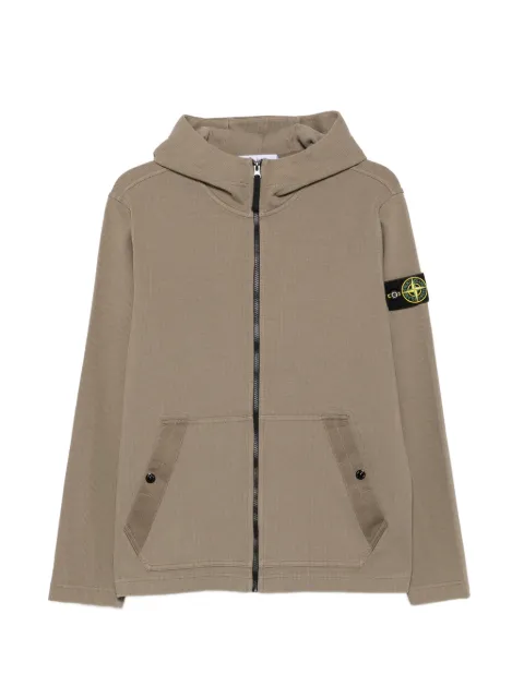 Stone Island logo-patch zip-up hoodie Green L2S156100020S0472