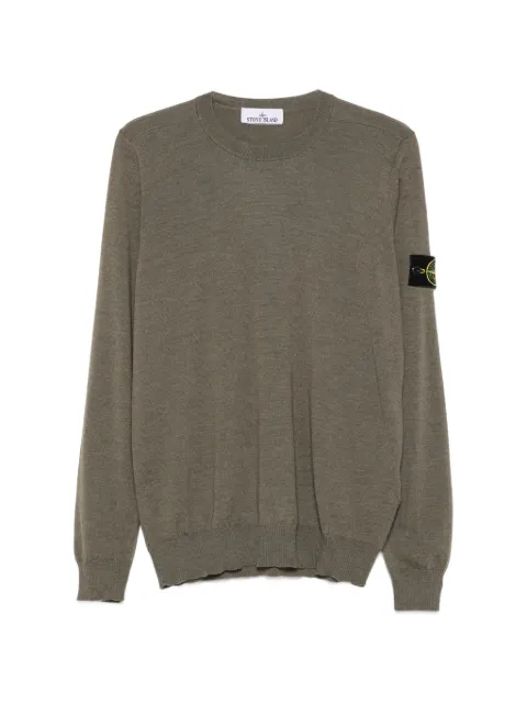 Stone Island logo-patch crew-neck sweater Green L2S155100071S00C4