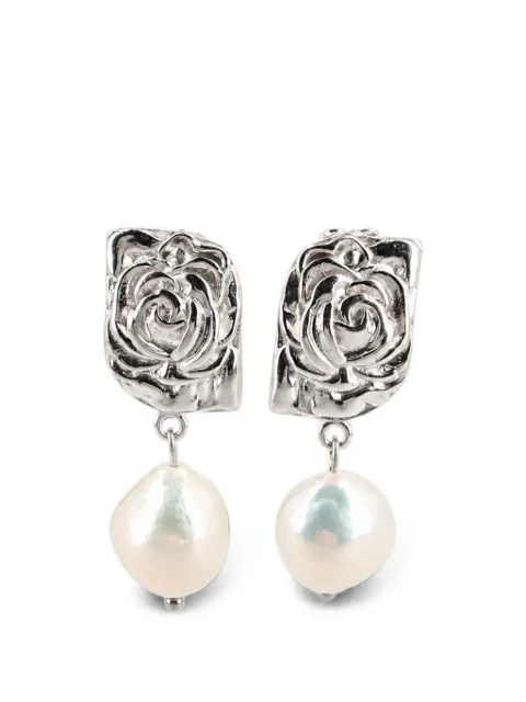 Magda Butrym rose-detail pearl-pendant earrings Silver 450726