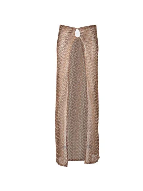 PALMACEA zigzag-knit shell-embellished maxi skirt Brown 6114300000