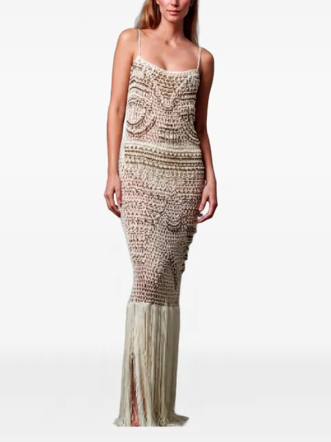 Bless Takara fringed maxi dress Neutrals BLSTKDIVY01
