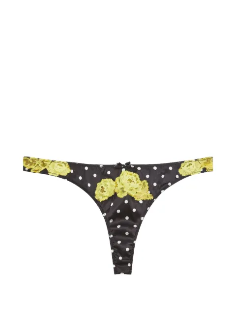 Fleur Du Mal Juliet polka-dot lace-appliqué thong Black PY0520