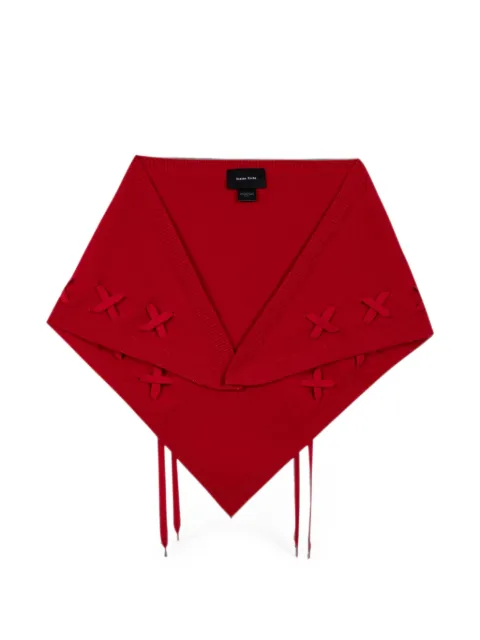 Simone Rocha lace-up knitted neckerchief scarf Red LMK16W0660