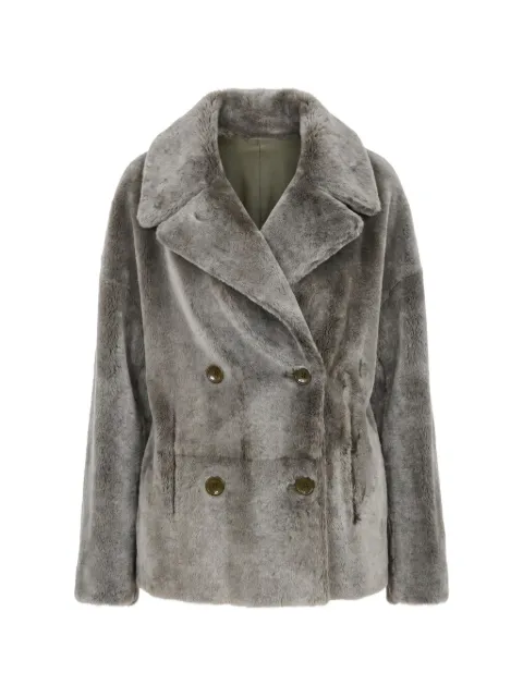 Manzoni 24 double-breasted shearling jacket Green 26M1765RS21