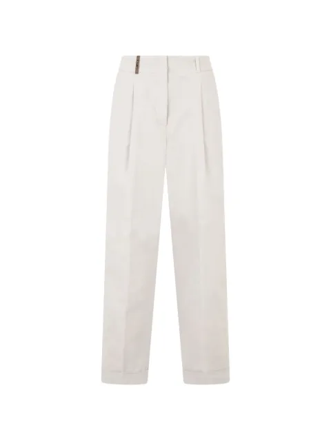 Peserico pleated-design turn-up trousers White A04582T302479