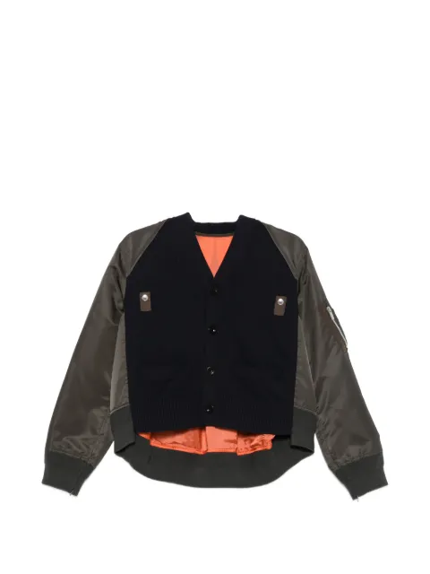 sacai panelled hybrid bomber jacket Green 2608586