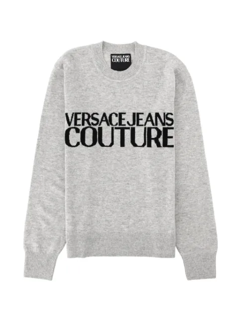 Versace Jeans Couture logo-intarsia knitted sweater Grey 79GAFM01CMH81