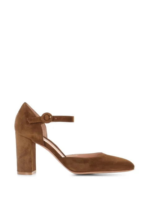 Gianvito Rossi suede block-heel pumps Brown G4100885RICCAM