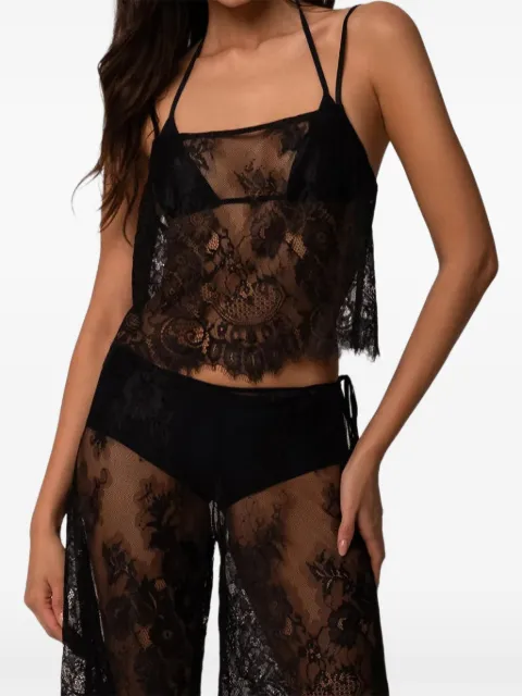 Kiki de Montparnasse Sabine lace-trim shorts Black S262SH051