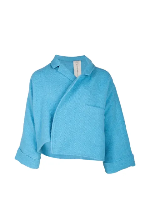 Marrakshi Life notched-lapel textured jacket Blue C22046