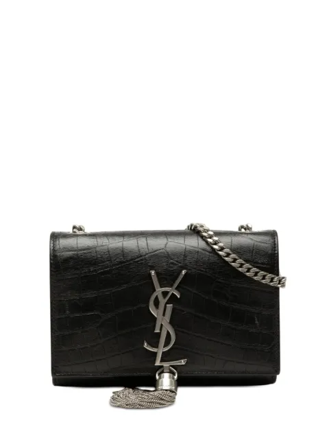 Saint Laurent Pre-Owned 2010-2026 Small Croc Embossed Leather Monogram Kate Tassel crossbody bag Black T5691FQCNG98O5AT