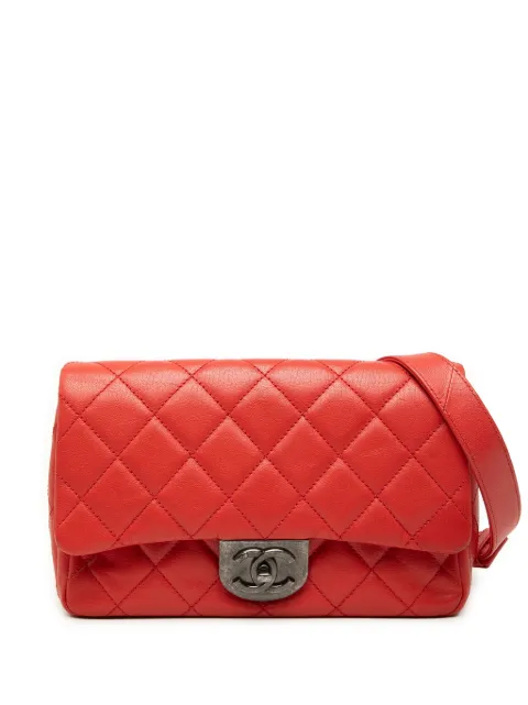 CHANEL Pre-Owned 2016-2017 Small Quilted Goatskin Double Carry Waist Chain Flap satchel Red 2ABBVLBB050EQLFW