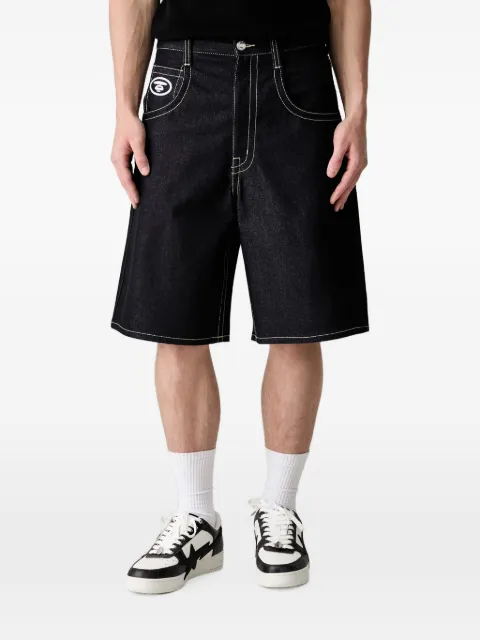 AAPE BY *A BATHING APE® logo-patch denim shorts Blue ASPD603XAQ