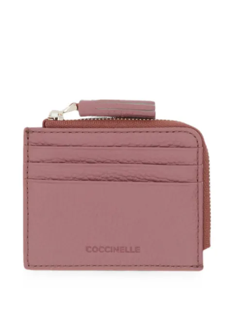 Coccinelle small Tassel pebbled-leather cardholder Pink E2MU0128901