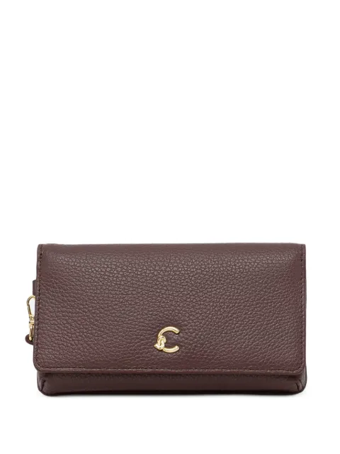 Coccinelle small C-Me logo-plaque pebbled clutch bags Brown E5SSL190301