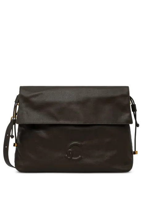 Coccinelle embossed-logo foldover shoulder bag Brown E1V9F130301