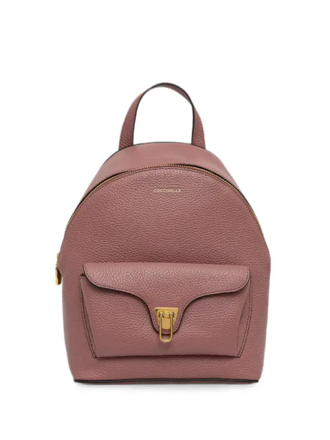 Coccinelle Small Beat front-pocket leather backpack Red E1TFK140101