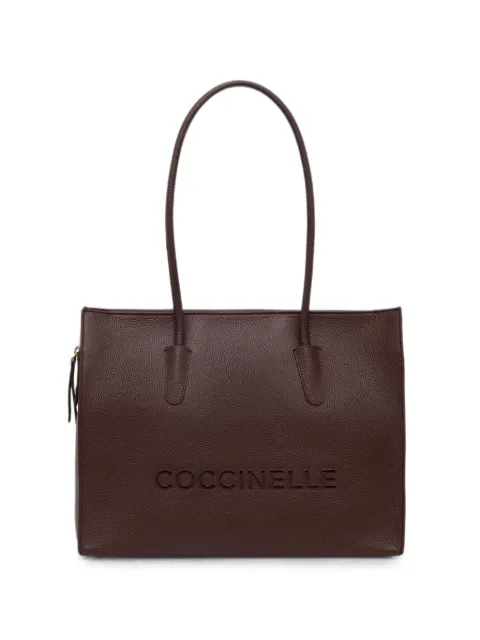 Coccinelle Myrtha26 logo-embossed leather tote bag Brown E1UAK110101