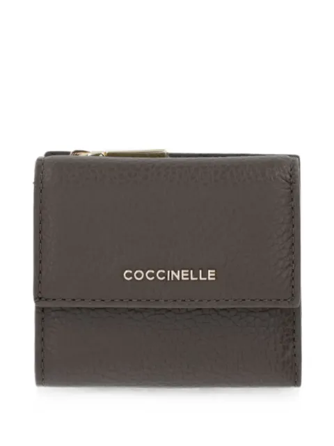 Coccinelle logo-plaque pebbled-leather wallet Brown E2MW511B801