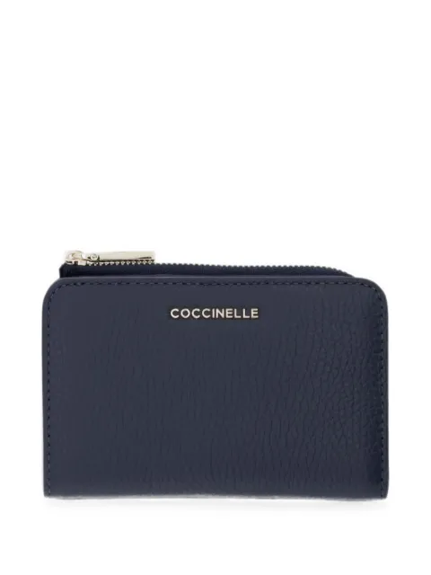 Coccinelle Small Metallic logo-print leather wallet Blue E2MW511D101