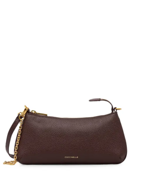 Coccinelle Mini C-Me Chain grainy-leather chain-link shoulder bag Brown E5VG5520101